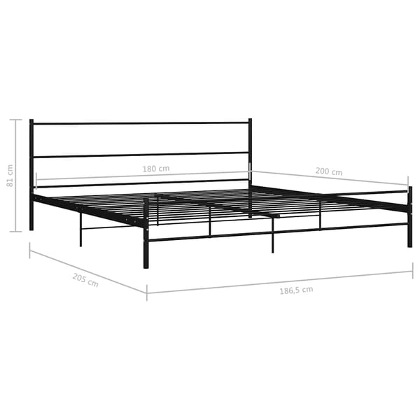vidaXL Sängram utan madrass svart metall 180x200 cm