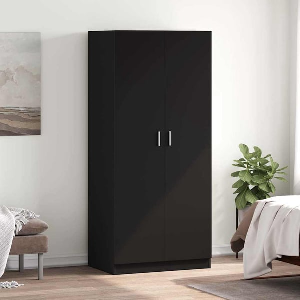 vidaXL klædeskab 80x52x180 cm konstrueret træ sort