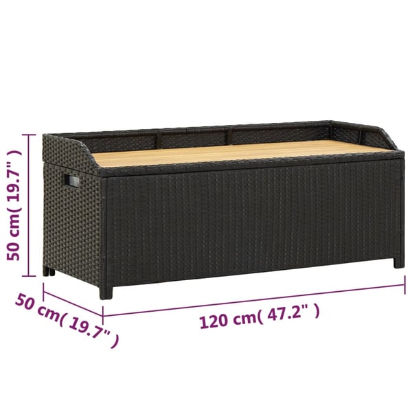 vidaXL havebænk med opbevaring 120 cm polyrattan sort