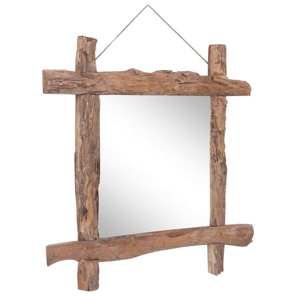 vidaXL Speil med tre ramme naturlig 70x70 cm resirkulert teak