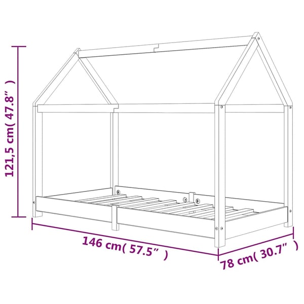 vidaXL sengestel til børneseng 70 x 140 cm massivt fyrretræ change1