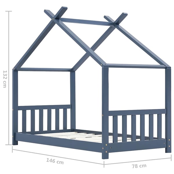 vidaXL Sengeramme for barn heltre furu grå 70x140 cm