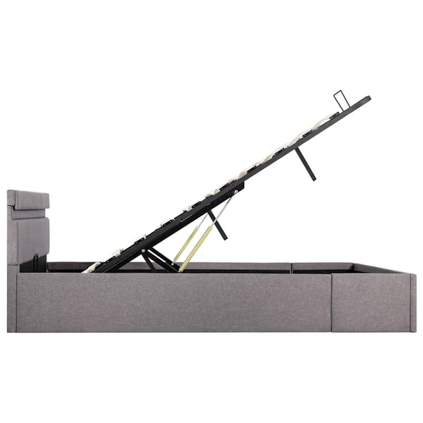 vidaXL hydraulisk opbevaringsseng med LED 140x200 cm stof gråbrun