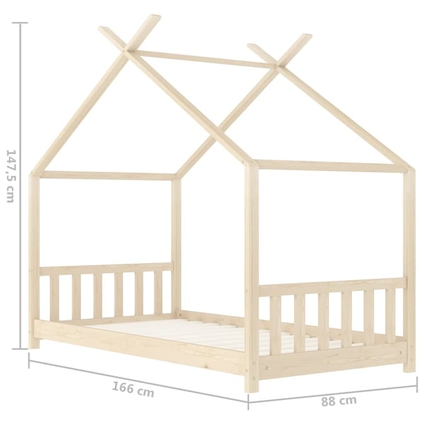 vidaXL Sengeramme for barn heltre furu 80x160 cm