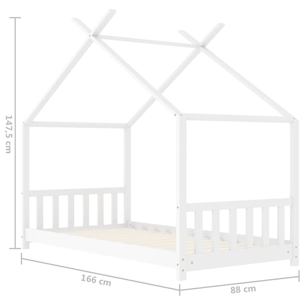 vidaXL Sengeramme for barn heltre furu hvit 80x160 cm