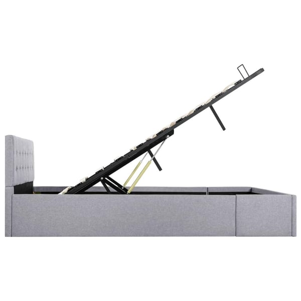 vidaXL hydraulisk opbevaringsseng 140 x 200 stof lysegrå