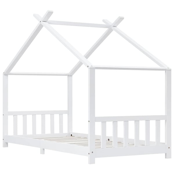 vidaXL Sengeramme for barn heltre furu hvit 90x200 cm
