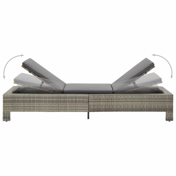 vidaXL liggestol med hynde polyrattan grå