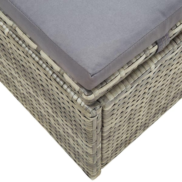 vidaXL liggestol med hynde polyrattan grå