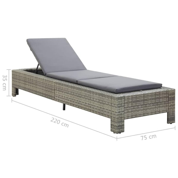 vidaXL liggestol med hynde polyrattan grå