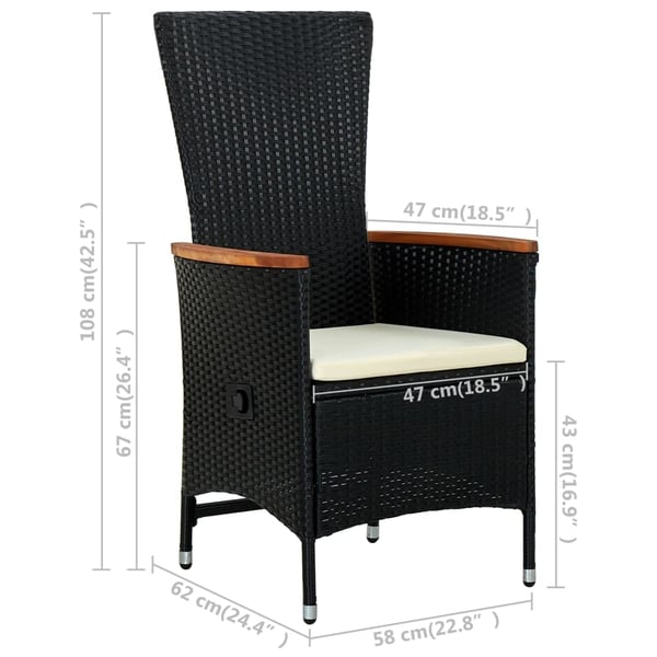 vidaXL havestole 2 stk. med hynder polyrattan sort
