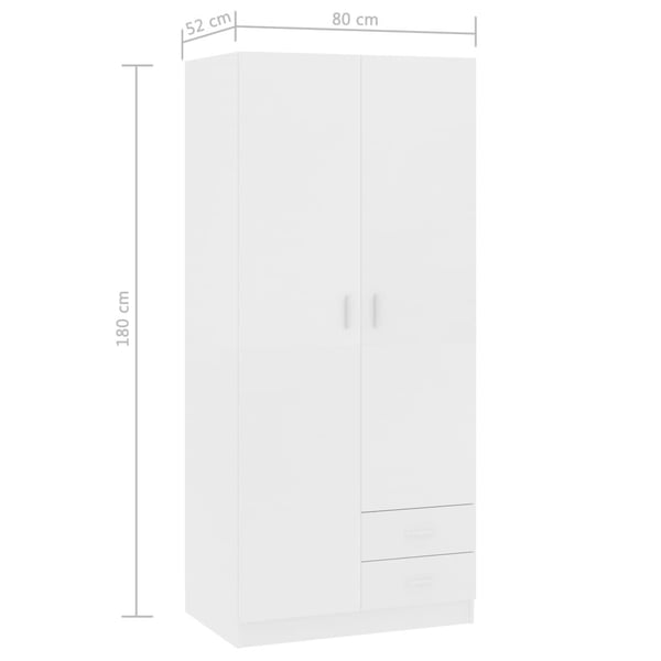 vidaXL Garderobe hvit 80x52x180 cm sponplate