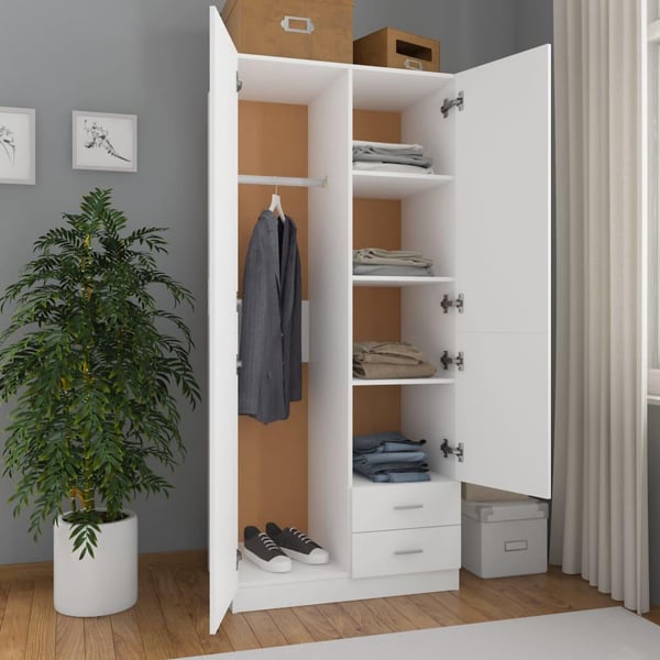 vidaXL Garderobe hvit 80x52x180 cm sponplate