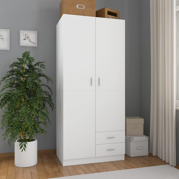 vidaXL Garderobe hvit 80x52x180 cm sponplate