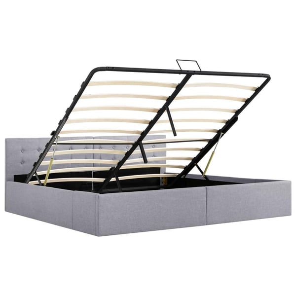 vidaXL hydraulisk opbevaringsseng 180 x 200 cm stof lysegrå