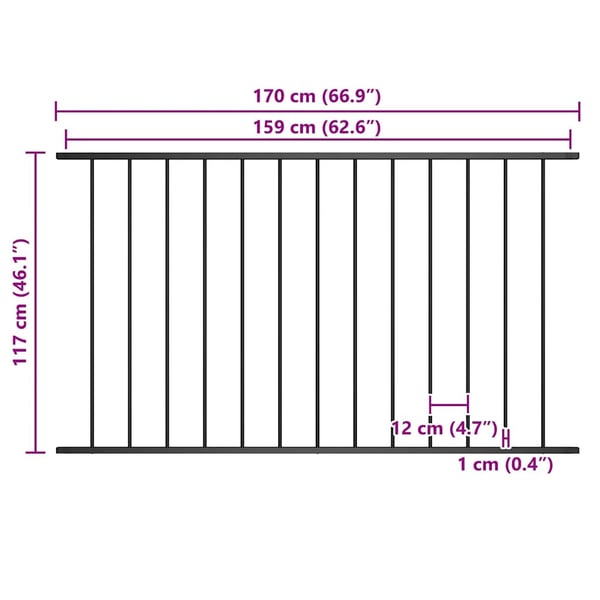 vidaXL hegnspanel Woerden Pulverlakeret stål 1,7x1,17 m sort