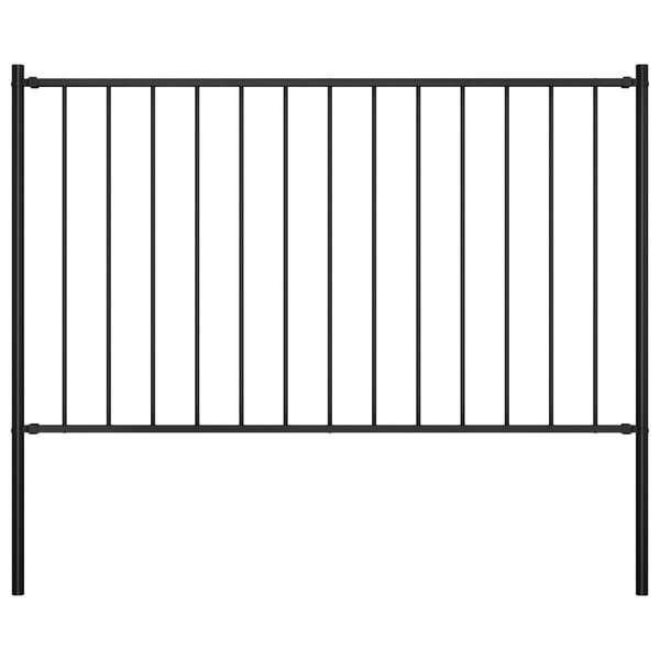 vidaXL Gjerdepanel med stolper pulverlakkert stål 1,81x1 m svart