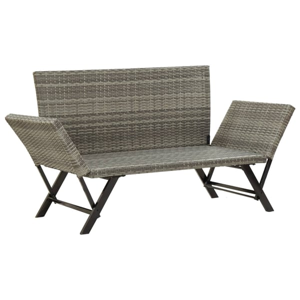 vidaXL havebænk med hynder 176 cm polyrattan grå