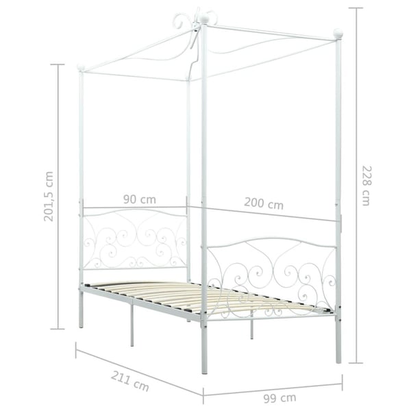 vidaXL Himmelsengeramme hvit metall 90x200 cm change1
