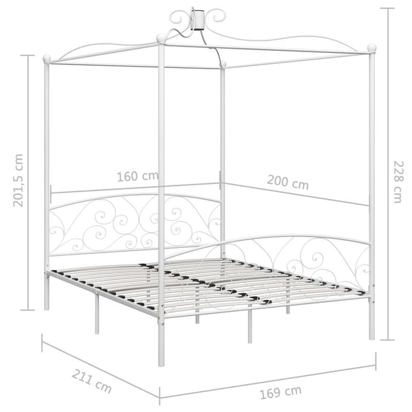 vidaXL Himmelsengeramme hvit metall 160x200 cm change1
