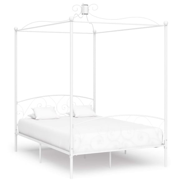 vidaXL Himmelsengeramme hvit metall 120x200 cm change1