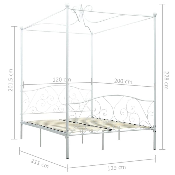 vidaXL Himmelsengeramme hvit metall 120x200 cm change1