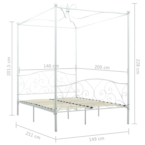 vidaXL sengestel til himmelseng 140 x 200 cm metal hvid change1