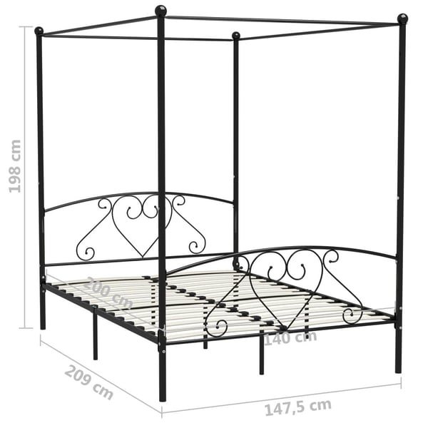 vidaXL Himmelsengeramme svart metall 140x200 cm change1