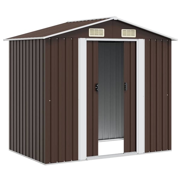 vidaXL Puutarhan varastovaja ruskea 204x132x186 cm teräs