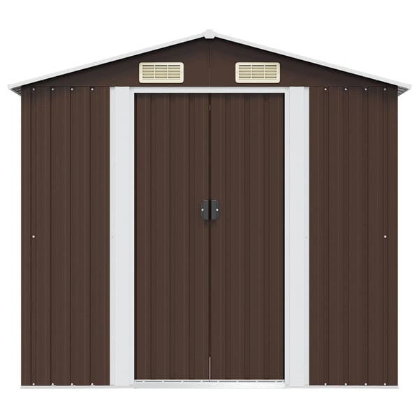 vidaXL Puutarhan varastovaja ruskea 204x132x186 cm teräs