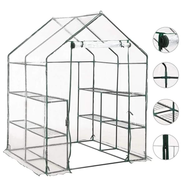 vidaXL drivhus med 8 hylder 143 x 143 x 195 cm