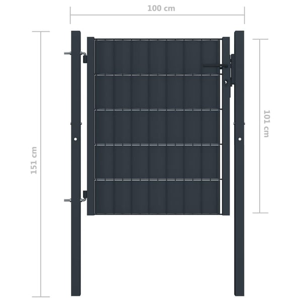 vidaXL Gjerdeport PVC og stål 100x101 cm antrasitt