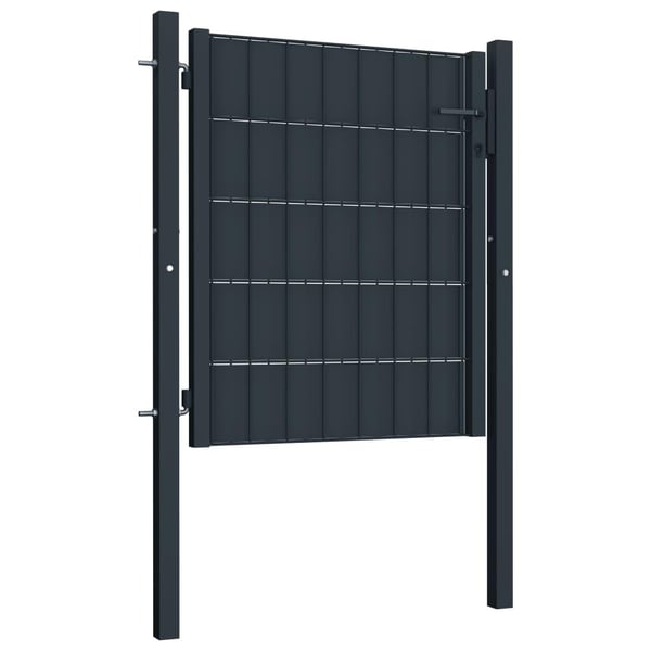 vidaXL Gjerdeport PVC og stål 100x81 cm antrasitt
