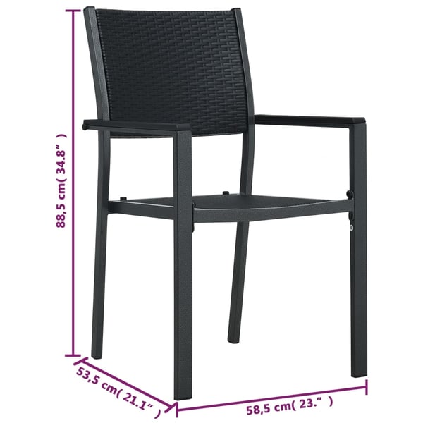 vidaXL havestole 2 stk. plastik rattanlook sort