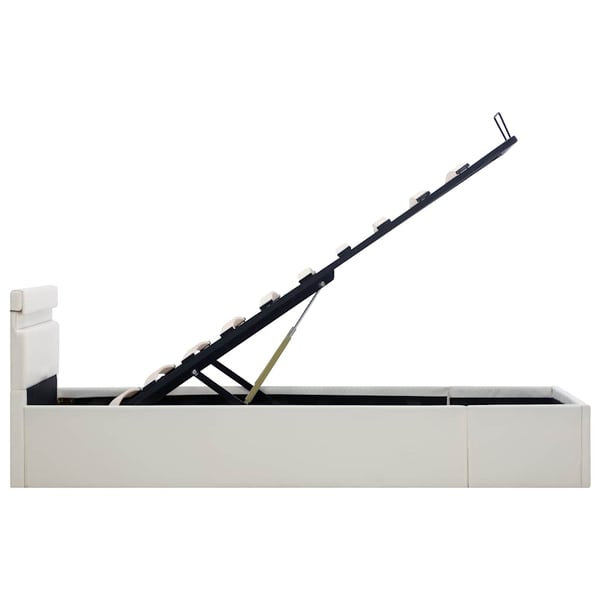 vidaXL hydraulisk opbevaringsseng med LED 90x200 cm kunstlæder hvid
