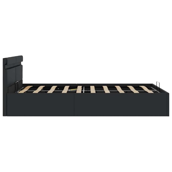 vidaXL hydraulisk opbevaringsseng med LED 140x200 cm kunstlæder sort