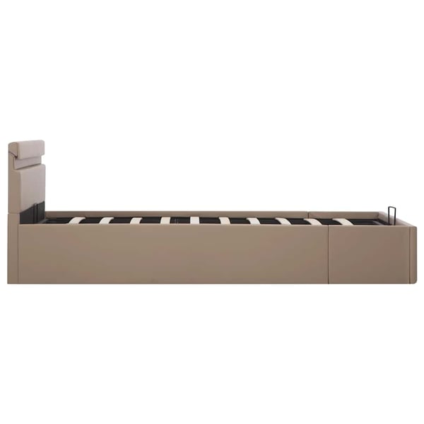 vidaXL hydraulisk opbevaringsseng LED 120x200 cm kunstlæder cappuccino
