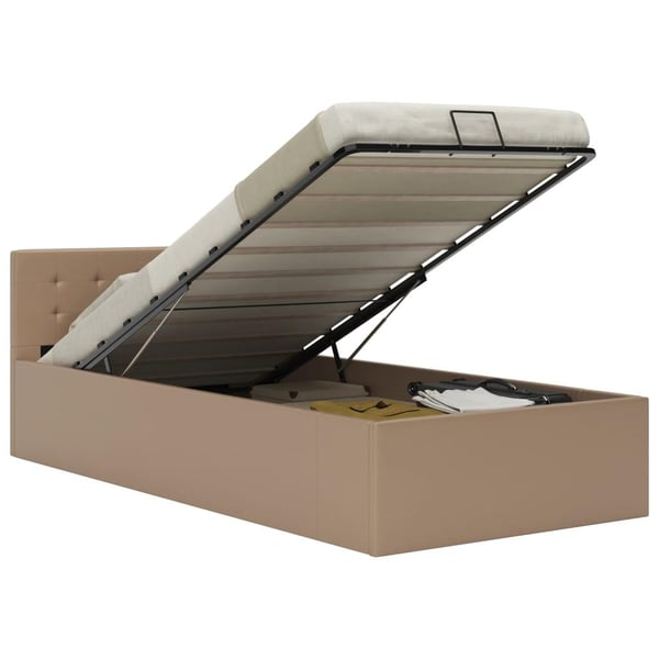 vidaXL hydraulisk opbevaringsseng 100 x 200 cm kunstlæder cappuccino