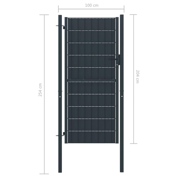 vidaXL Hageport PVC og stål 100x204 cm antrasitt