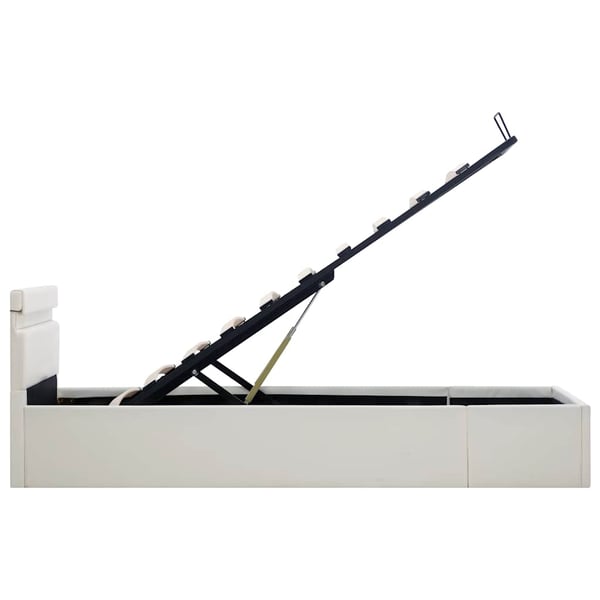 vidaXL hydraulisk opbevaringsseng med LED 100x200 cm kunstlæder hvid
