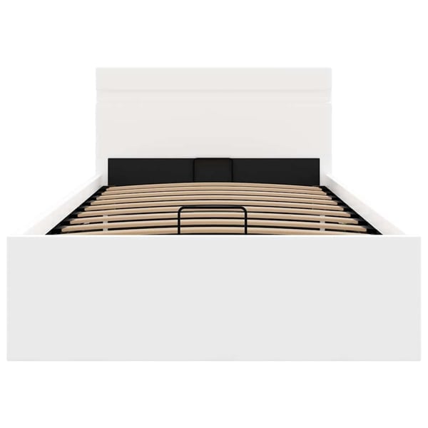 vidaXL hydraulisk opbevaringsseng med LED 100x200 cm kunstlæder hvid