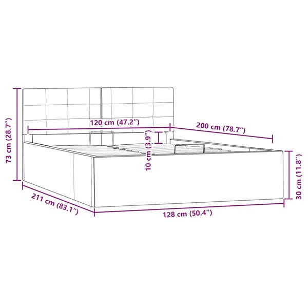 vidaXL hydraulisk opbevaringsseng 120 x 200 cm kunstlæder grå