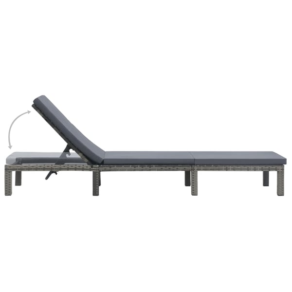 vidaXL liggestol med hynde polyrattan antracitgrå