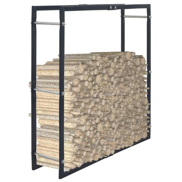 vidaXL Polttopuuteline musta 100x25x100 cm teräs