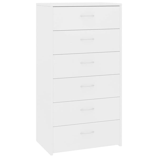 vidaXL Skjenk med 6 skuffer hvit 50x34x96 cm sponplate