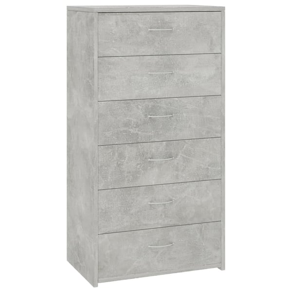 vidaXL Skjenk med 6 skuffer betonggrå 50x34x96 cm konstruert tre