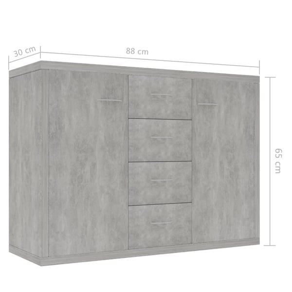 vidaXL Senkki betoninharmaa 88x30x65 cm lastulevy