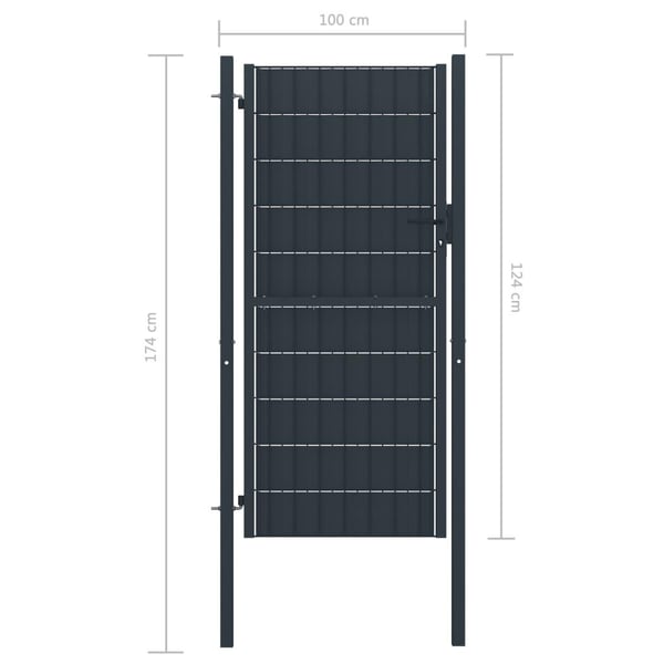 vidaXL Gjerdeport PVC og stål 100x124 cm antrasitt