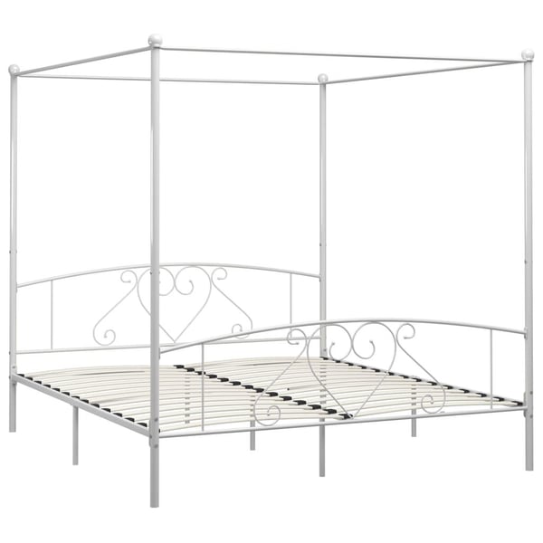 vidaXL Himmelsengeramme hvit metall 200x200 cm change1