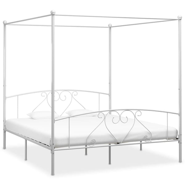 vidaXL sengestel til himmelseng 180 x 200 cm metal hvid change1